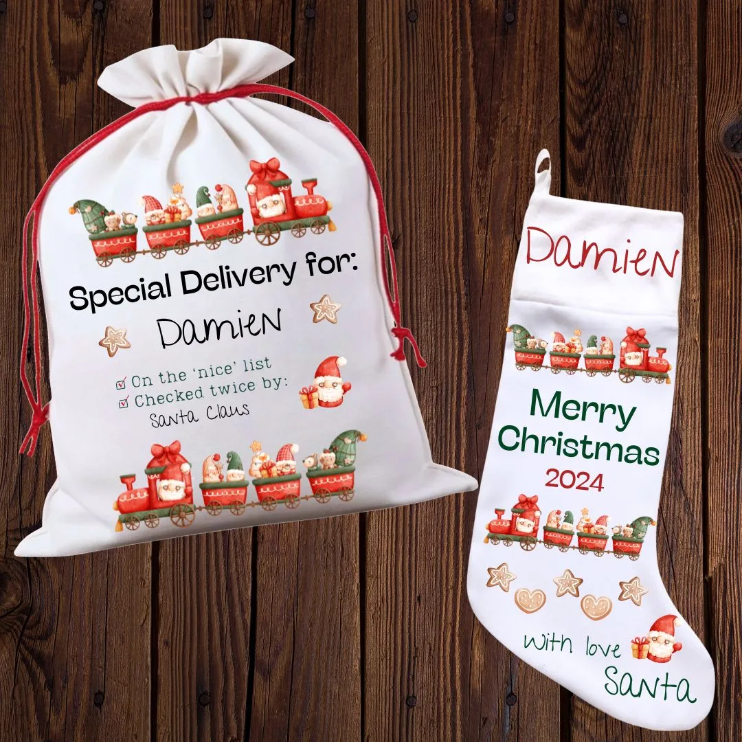 Santas Train Christmas Santa Sack