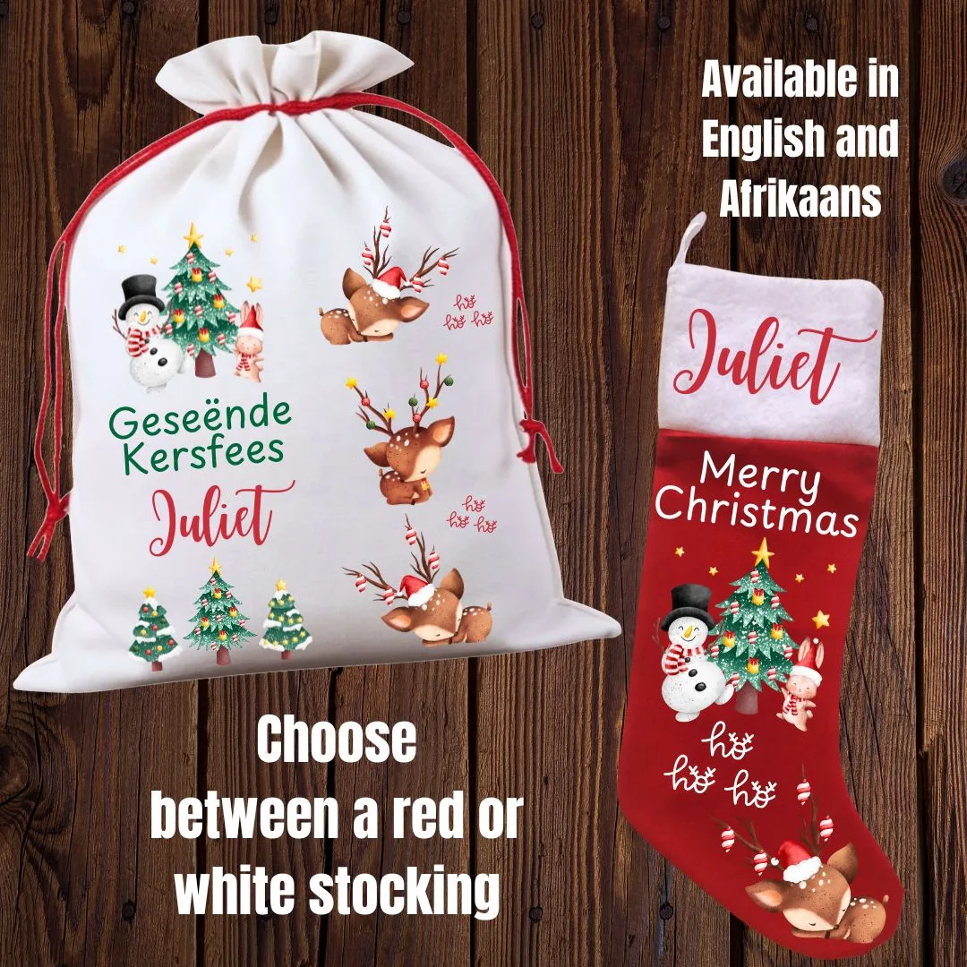 Sleeping Reindeer Christmas Santa Sack
