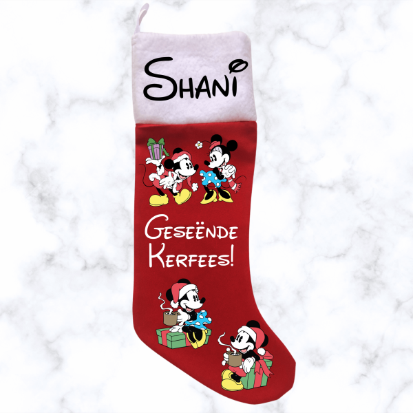 Vintage Mickey Mouse Christmas Stocking Afr - Red