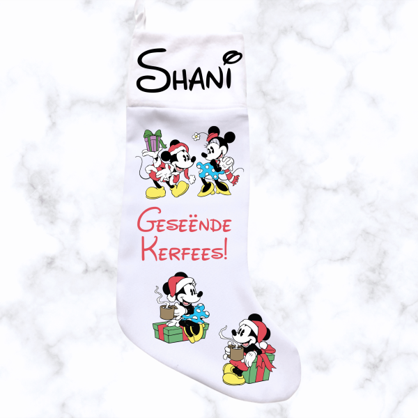 Vintage Mickey Mouse Christmas Stocking Afr - White