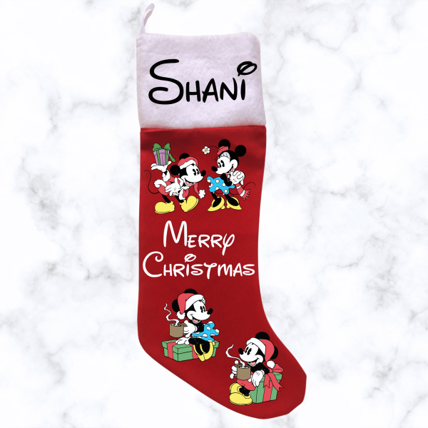 Vintage Mickey Mouse Christmas Stocking Eng - Red