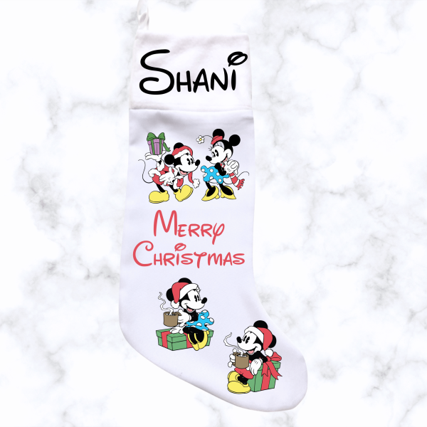 Vintage Mickey Mouse Christmas Stocking Eng - White