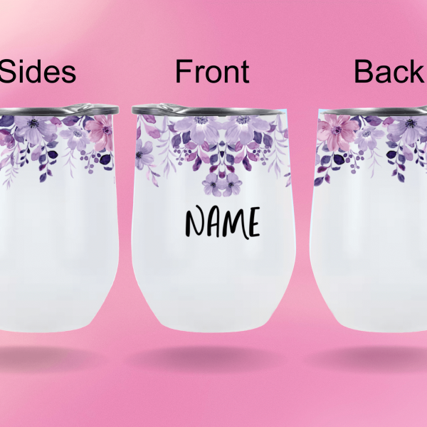 Alternative view of Wraparound Flower Wine Tumbler | Personalised Printed