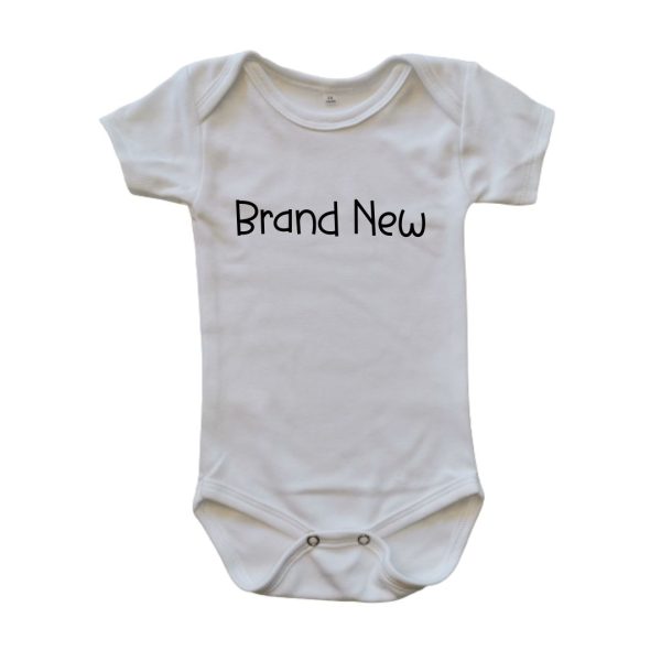 Short Sleeve onesie with Brand New text