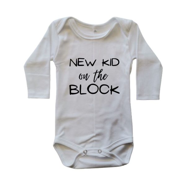 Baby Onesie ‘New Kid On The Block’ Print – Custom Printed Cotton Onesie