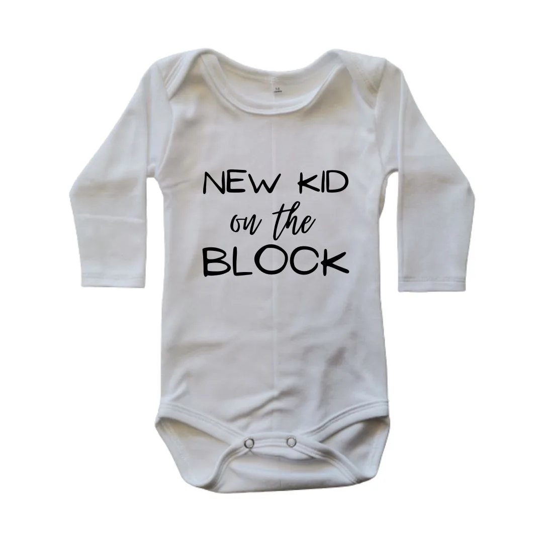 Baby Onesie ‘New Kid On The Block’ Print – Custom Printed Cotton Onesie
