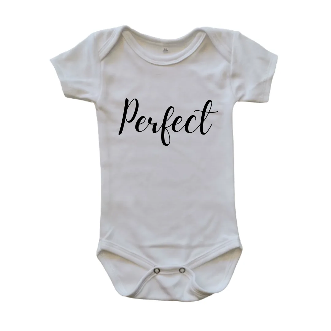 Baby Onesie ‘Perfect’ Print – Custom Printed Cotton Onesie