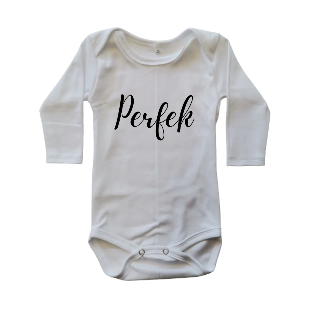 Baby Onesie ‘Perfect’ Print – Custom Printed Cotton Onesie