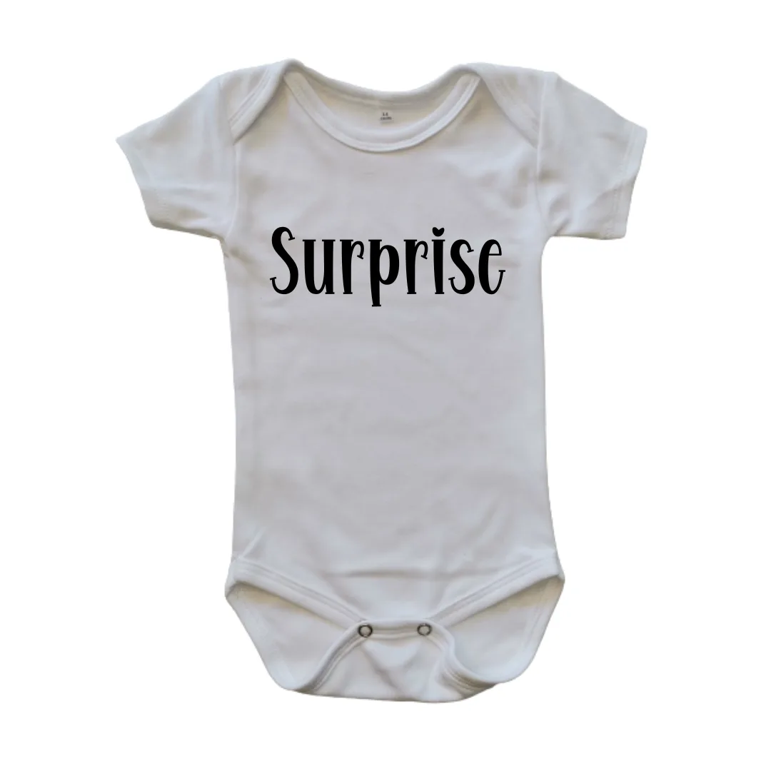 Baby Onesie ‘Surprise’ Print – Custom Printed Cotton Onesie