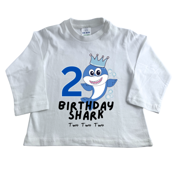Blue Birthday Shark | Custom Printed Kids T-Shirt
