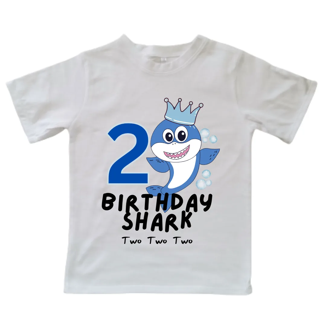 Blue Birthday Shark | Custom Printed Kids T-Shirt