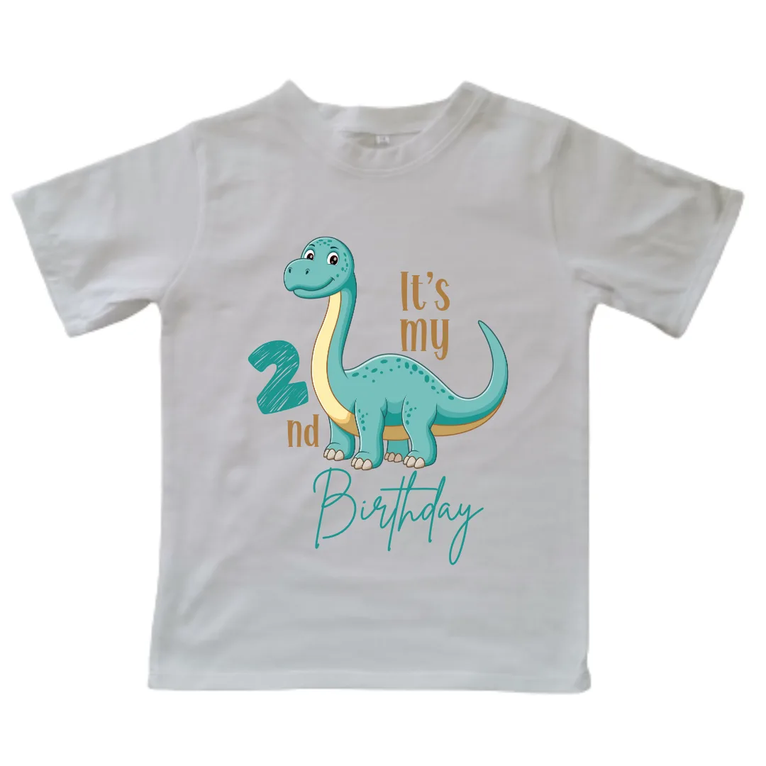 Dino 2nd Birthday | Custom Printed Kids T-Shirt