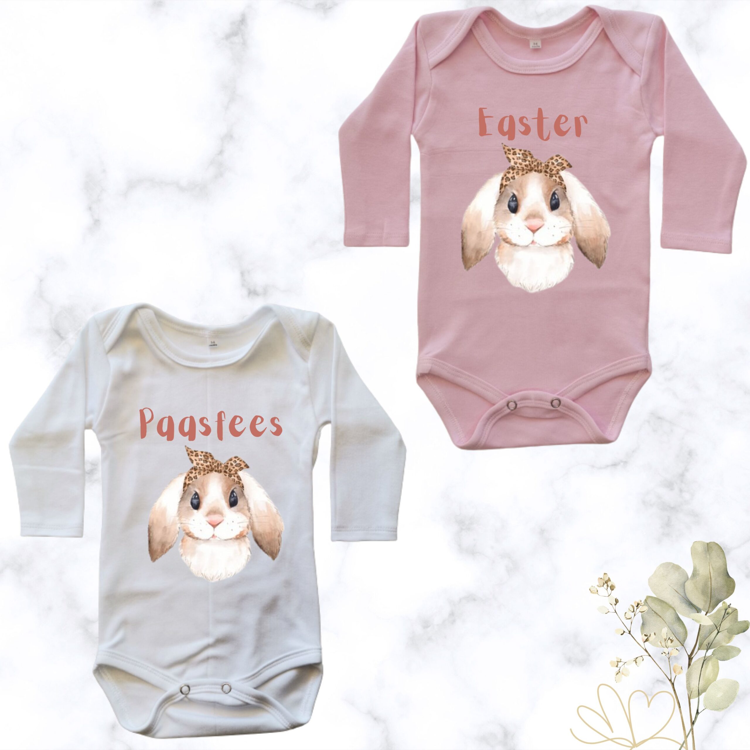 Girly Easter Bunny | Custom Printed Baby Onesie