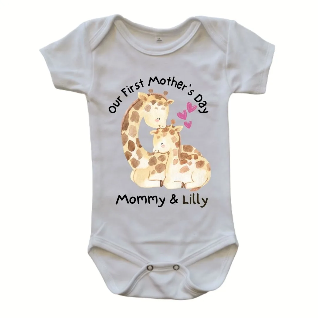Our First Mother's Day Giraffe | Custom Printed Onesie