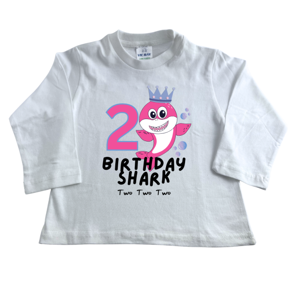 Pink Birthday Shark | Custom Printed Kids T-Shirt