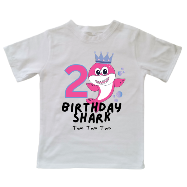 Pink Birthday Shark | Custom Printed Kids T-Shirt