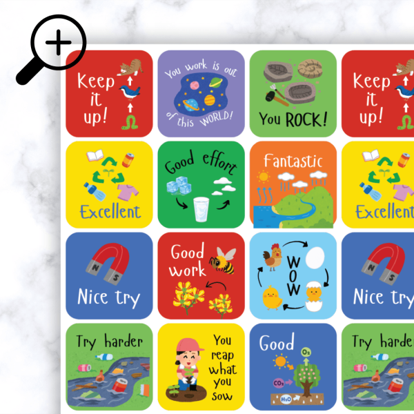 Alternative view of Science Theme 1 Stickers