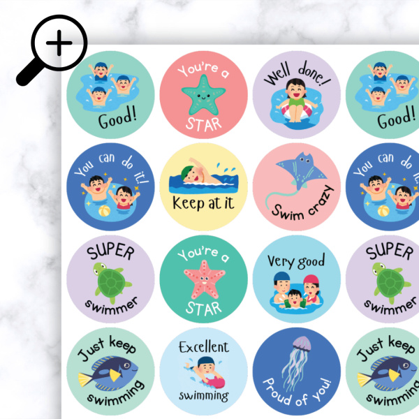 Swimming Stickers Zoomed In