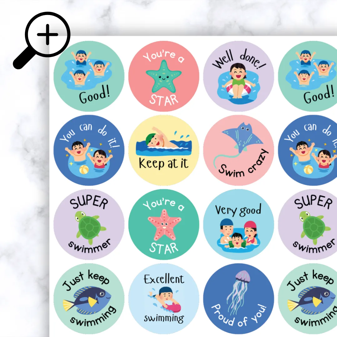 Swimming Stickers Zoomed In