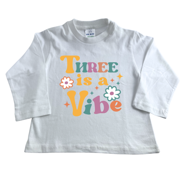 Three is a vibe | Custom Printed Kids T-Shirt