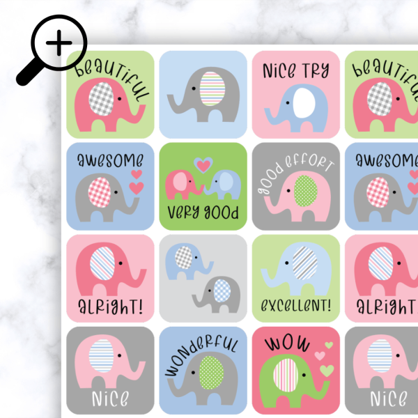 Elephant Stickers Zoomed In