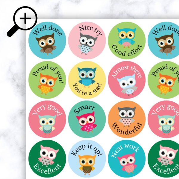 Owl Stickers Zoomed In