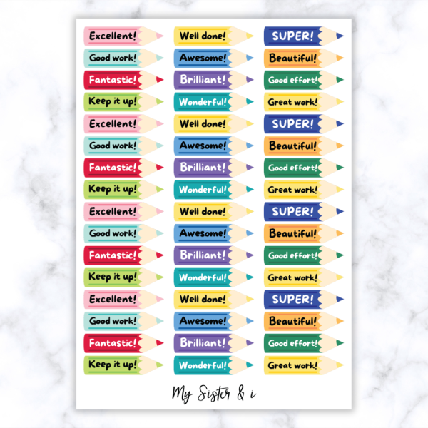 Pencil Motivational Stickers