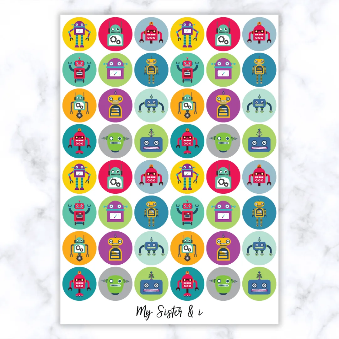 Robot Stickers No Words