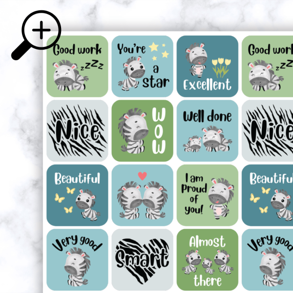 Zebra Stickers Zoomed In