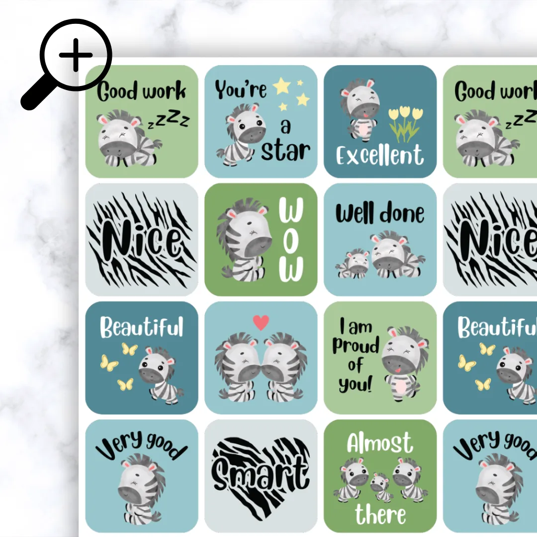 Zebra Stickers Zoomed In