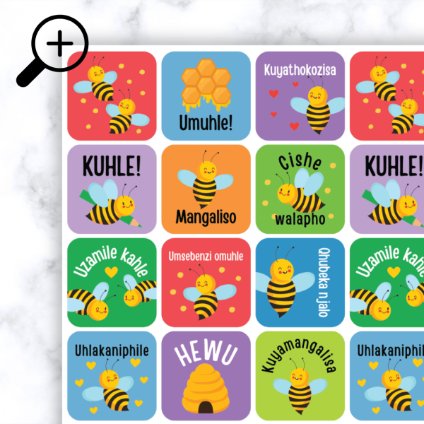 Bee Stickers - isiZulu Zoomed In