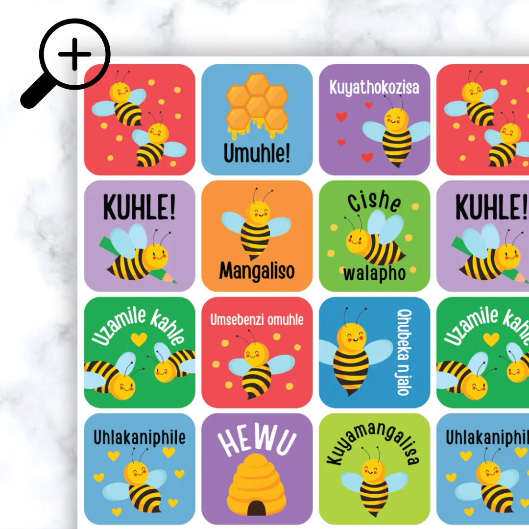 Bee Stickers - isiZulu Zoomed In