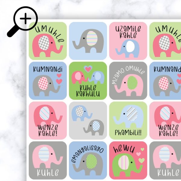 Elephant Stickers - isiZulu Zoomed In