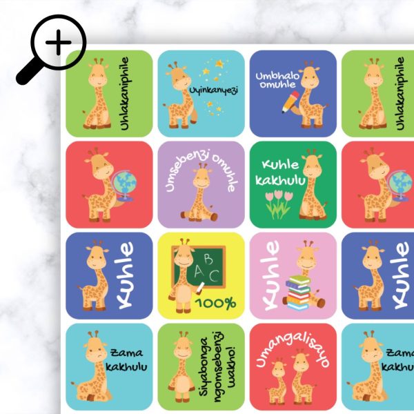 Giraffe Stickers - isiZulu Zoomed In