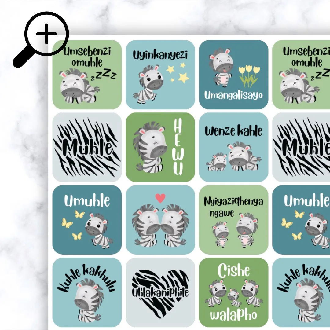 Zebra Stickers - isiZulu Zoomed In
