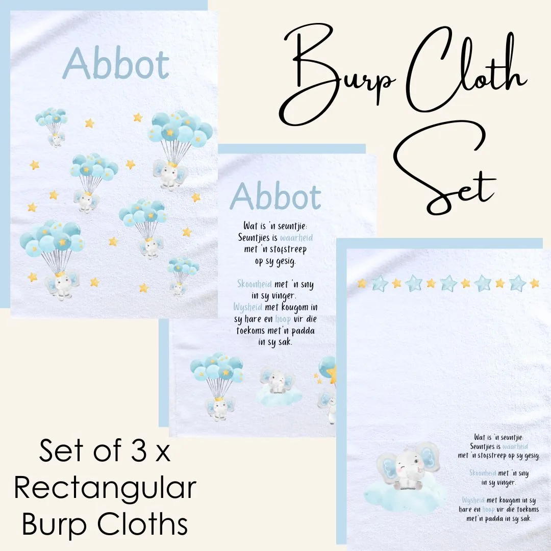 Baby Elephant Burp Cloth Set 2
