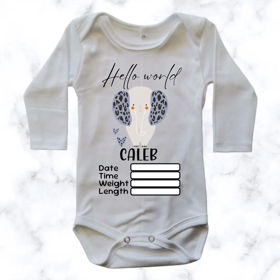Animal Birth Announcement Baby Onesie | Custom Printed Onesie