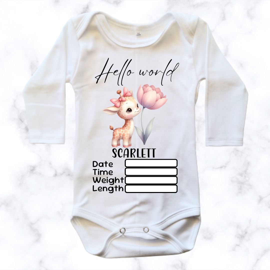 Girly Birth Announcement Baby Onesie | Custom Printed Onesie