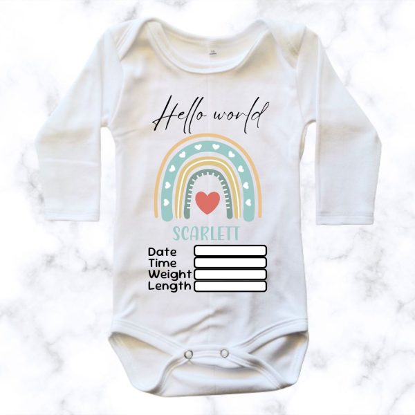 Rainbow Birth Announcement Baby Onesie | Custom Printed Onesie