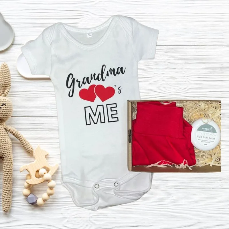 Printed short sleeve onesie with cuff shorts and baby bum cream