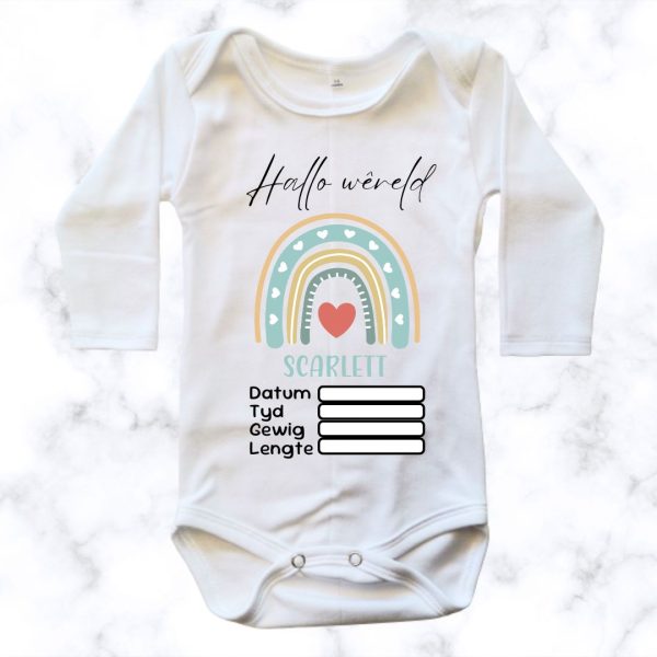 Rainbow Birth Announcement Baby Onesie | Custom Printed Onesie
