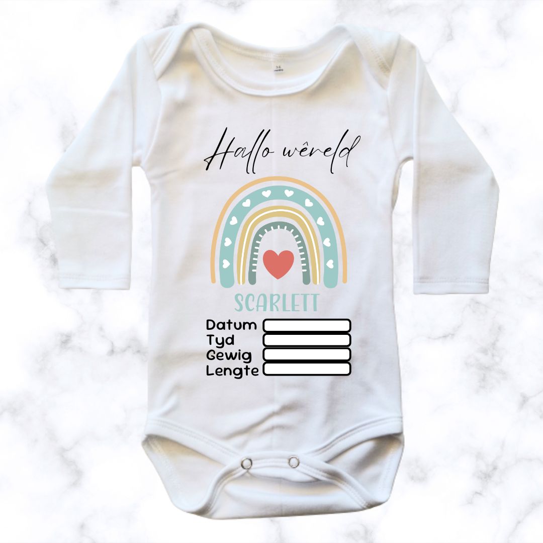 Rainbow Birth Announcement Baby Onesie | Custom Printed Onesie