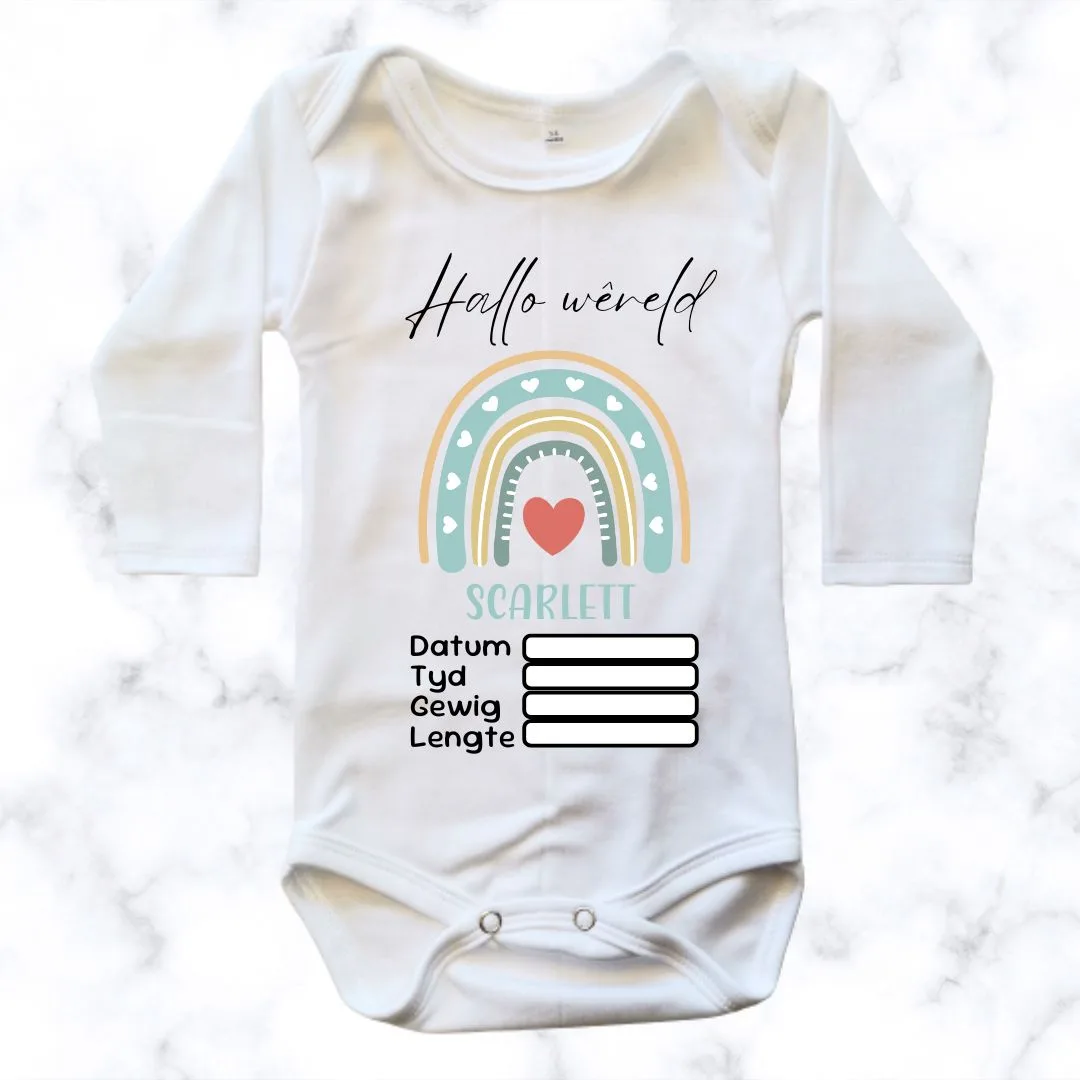 Rainbow Birth Announcement Baby Onesie | Custom Printed Onesie