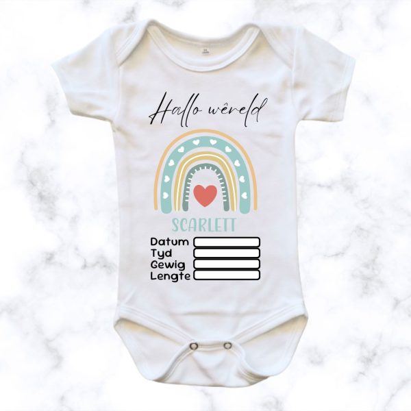Rainbow Birth Announcement Baby Onesie | Custom Printed Onesie