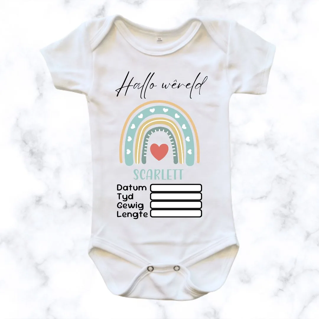 Rainbow Birth Announcement Baby Onesie | Custom Printed Onesie