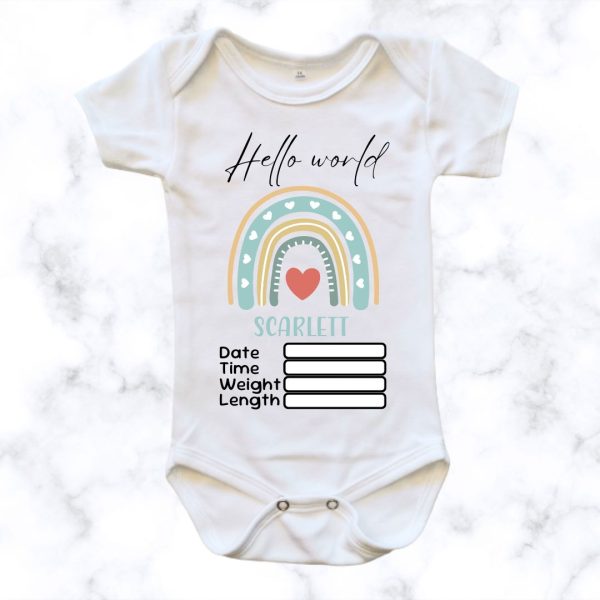 Rainbow Birth Announcement Baby Onesie | Custom Printed Onesie
