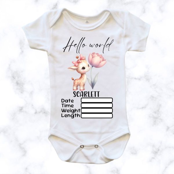 Girly Birth Announcement Baby Onesie | Custom Printed Onesie