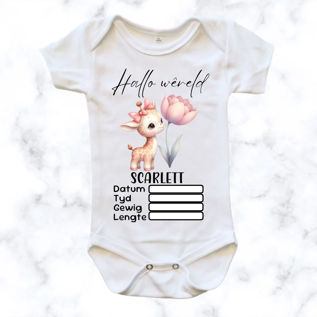 Girly Birth Announcement Baby Onesie | Custom Printed Onesie