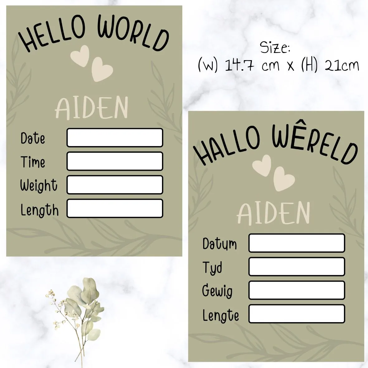 Birth Announcement Disks - Olive