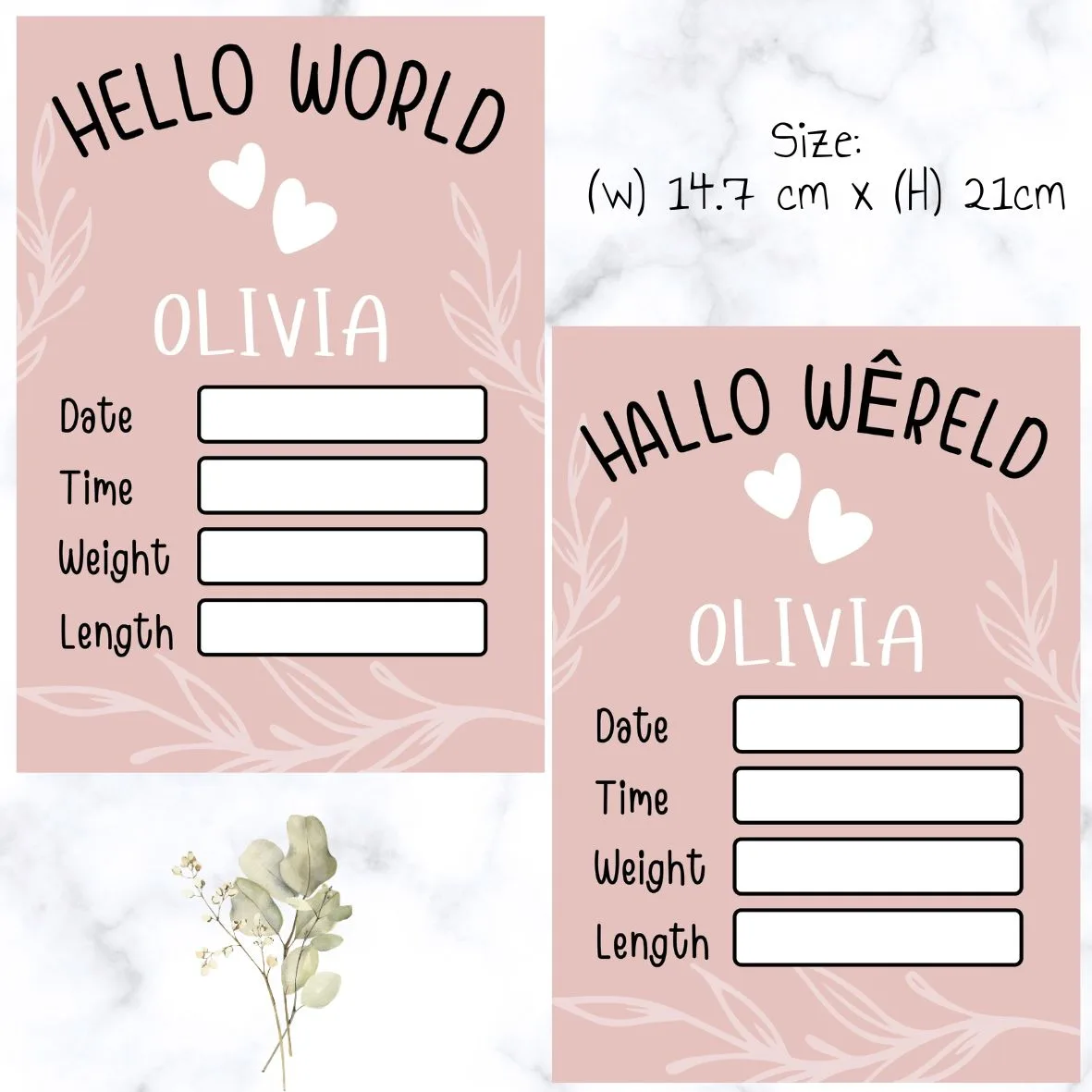 Birth announcement board - Pink theme